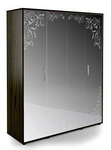 Шкаф Ноум Лайн 1800 двери Зеркало Серебро с пескоструйным рисунком. Бител  магазин Авента мебель картинка