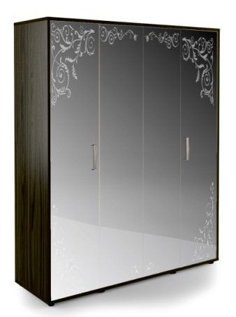 Шкаф Ноум Лайн 1800 двери Зеркало Серебро с пескоструйным рисунком. Бител в магазине Авента мебель фото