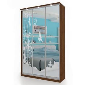 Шкаф купе МОДЕРН Ш*Г 2076*600, двери Зеркало Серебро с  рисунком Бител  магазин Авента мебель картинка
