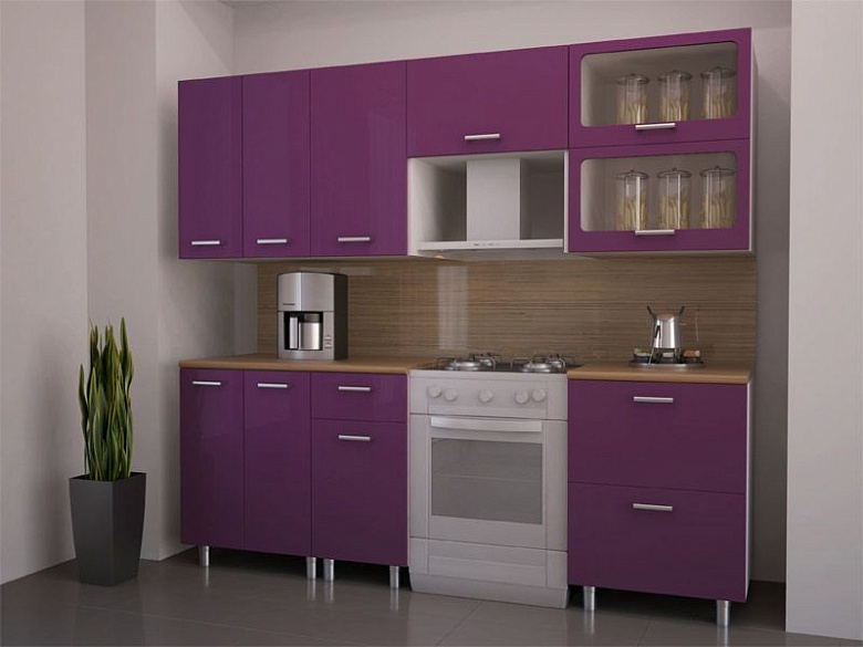 Кухня Модерн фасады Фиолет на 2100 мм со столешницей Тростник 28 мм Бител в магазине Авента мебель фото
